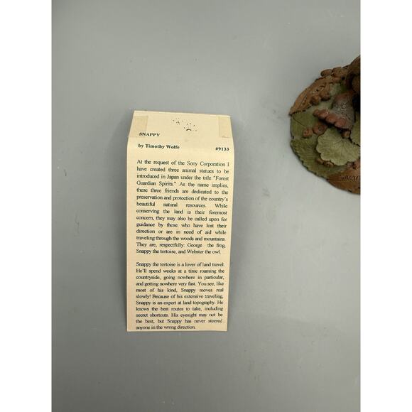 Snappy the Tortoise Figurine #9133 Timothy Wolfe 1993 Forest Guardian Spirits - Picture 8 of 8